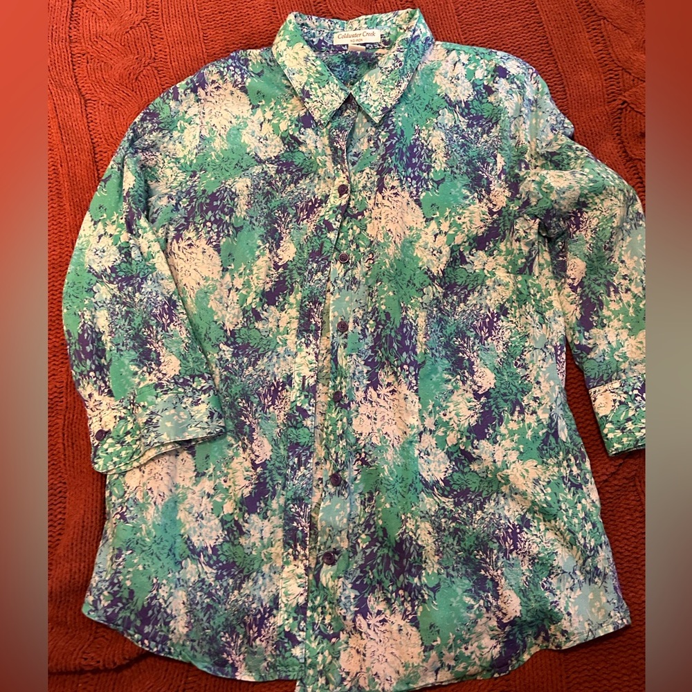 Cold water creek no iron floral blouse